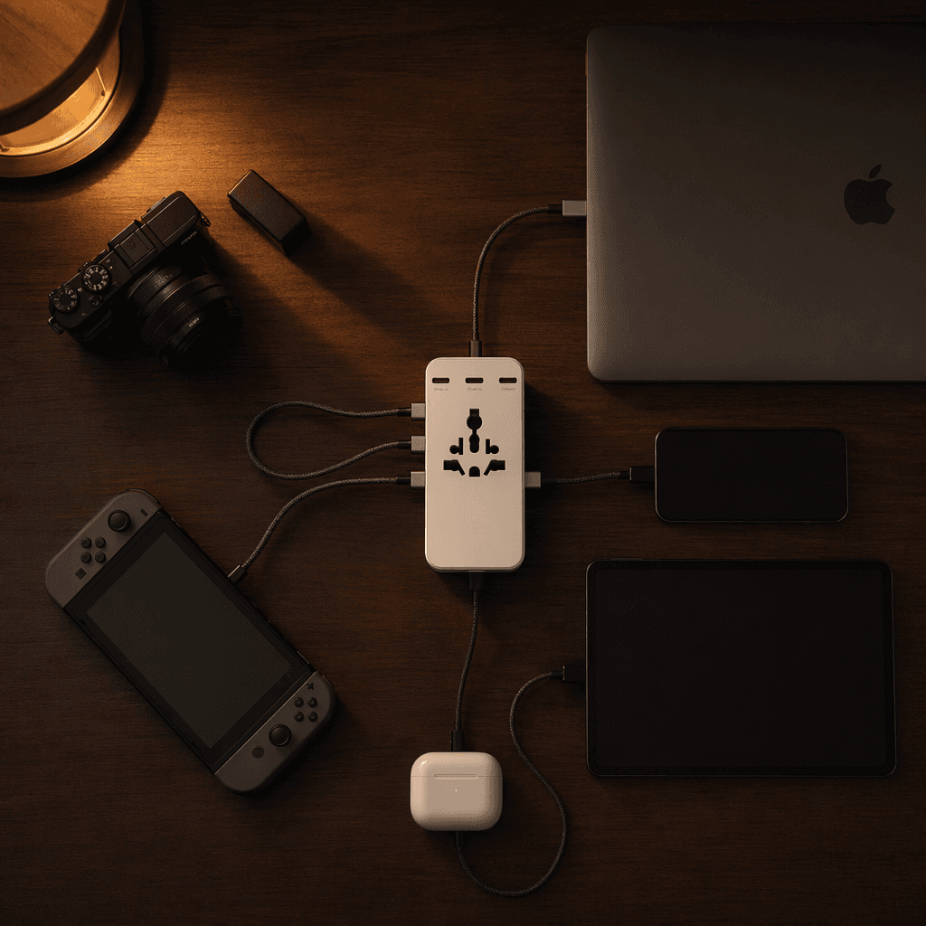 VoltArk 235W charger with all international plugs extended